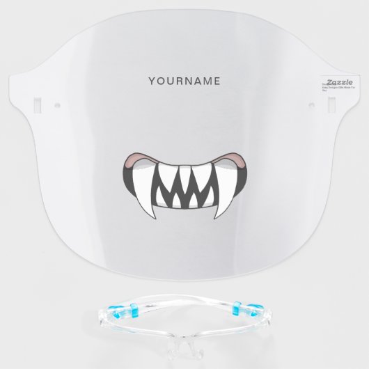 Cartoon Monster Teeth Mouth Personalized Face Shield (Front w/Glasses)