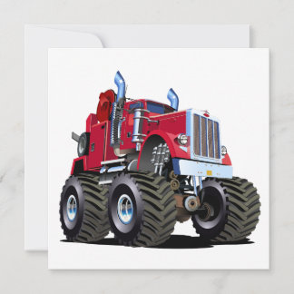Cartoon Monster tow truck Holiday Card