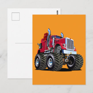 Cartoon Monster tow truck Postcard