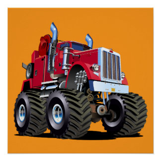 Cartoon Monster tow truck Poster