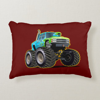 Cartoon monster truck accent pillow