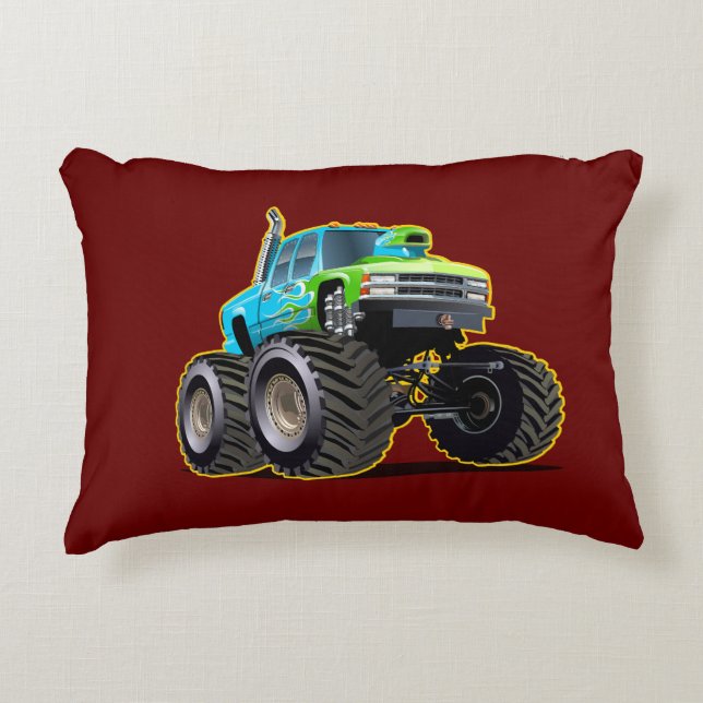 Cartoon monster truck accent pillow (Front)