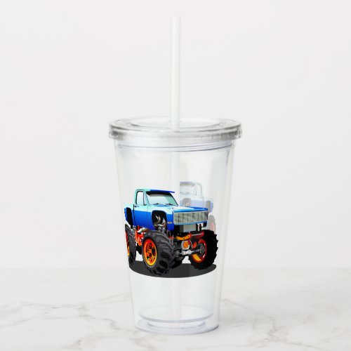 Cartoon monster truck acrylic tumbler