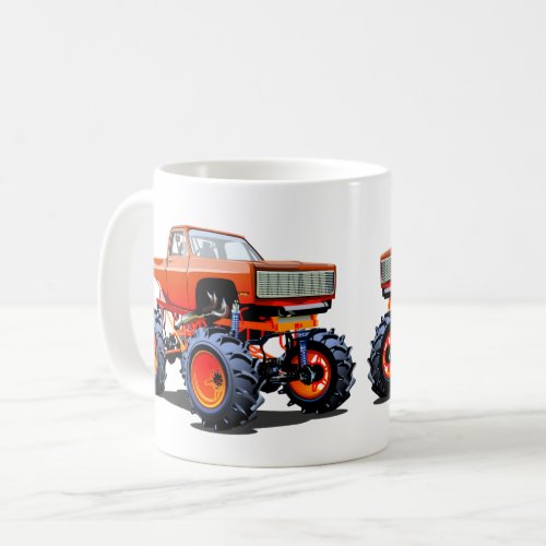 Cartoon monster truck coffee mug