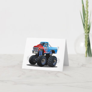 Cartoon monster truck letterpress thank you card