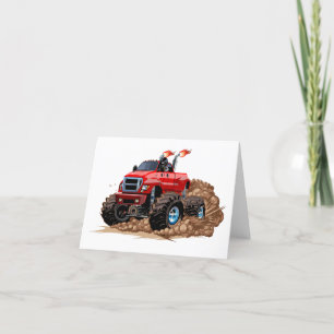 Cartoon monster truck letterpress thank you card