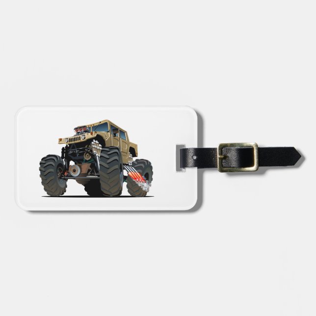 Cartoon monster truck luggage tag (Front Horizontal)