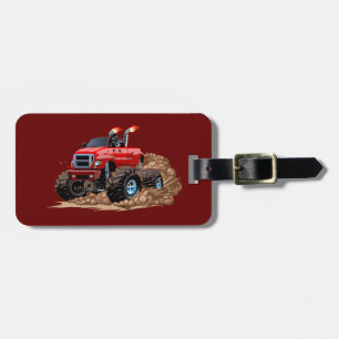 Cartoon monster truck luggage tag