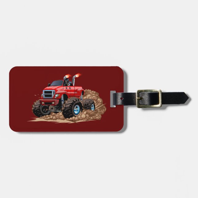 Cartoon monster truck luggage tag (Front Horizontal)