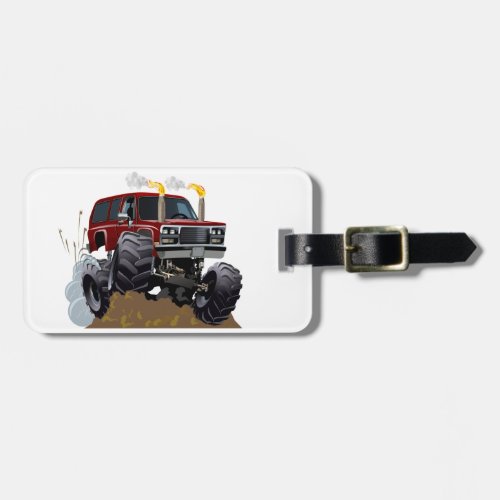 Cartoon monster truck luggage tag