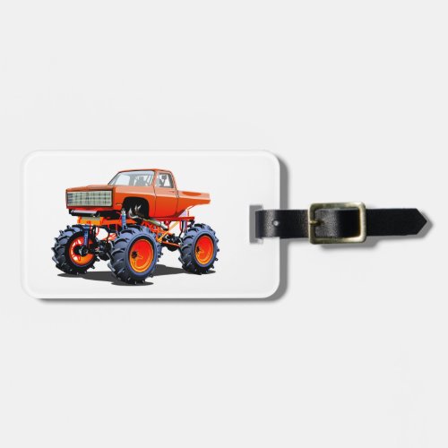 Cartoon monster truck luggage tag