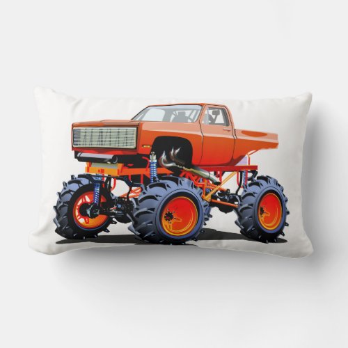 Cartoon monster truck lumbar pillow