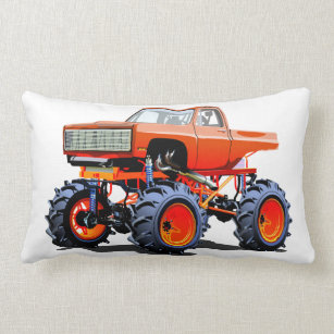 Cartoon monster truck lumbar pillow