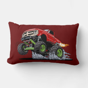 Cartoon monster truck lumbar pillow