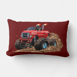 Cartoon monster truck lumbar pillow