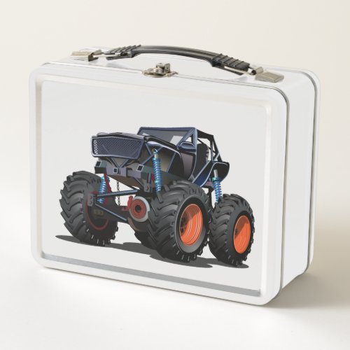 Cartoon monster truck metal lunch box