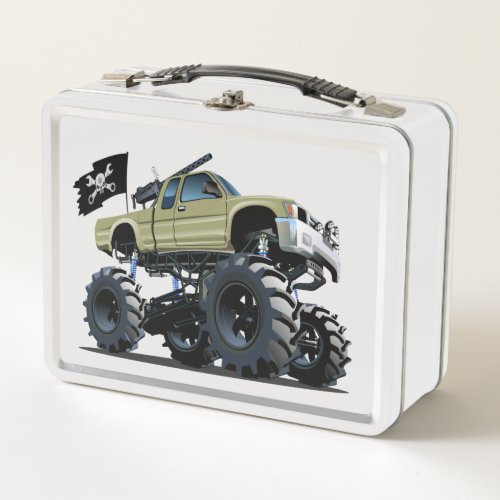 Cartoon monster truck metal lunch box