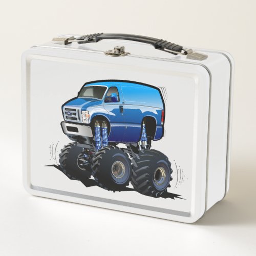Cartoon monster truck metal lunch box