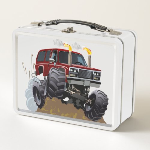 Cartoon monster truck metal lunch box