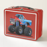 Cartoon monster truck metal lunch box
