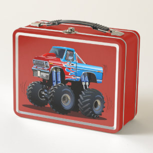 Cartoon monster truck metal lunch box