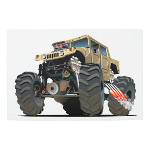 Cartoon monster truck metal print