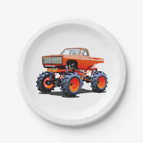 Cartoon monster truck paper plates