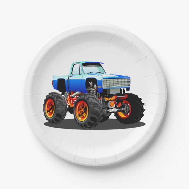 Cartoon monster truck paper plates (Front)