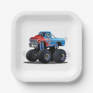 Cartoon monster truck paper plates