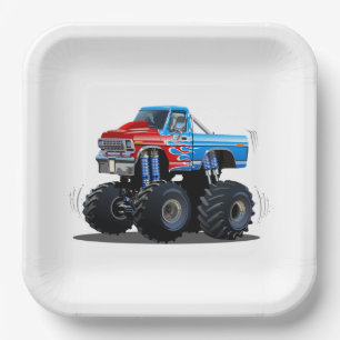 Cartoon monster truck paper plates
