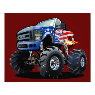 Cartoon monster truck photo print