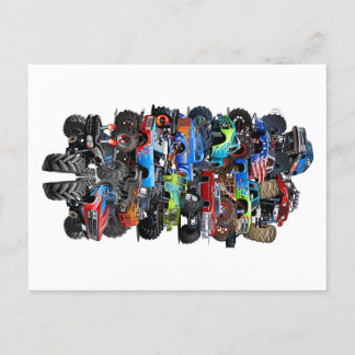 Cartoon monster truck postcard