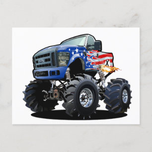 Cartoon monster truck postcard