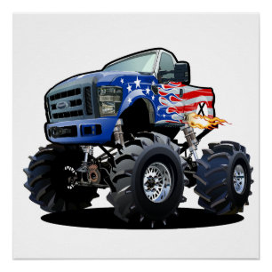 Cartoon monster truck poster