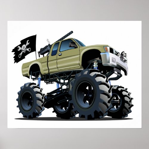 Cartoon monster truck poster
