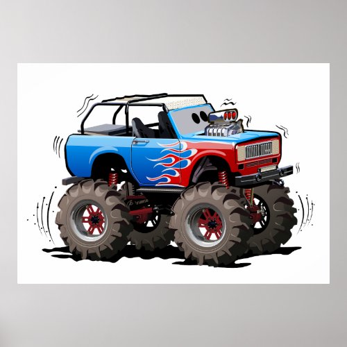 Cartoon monster truck poster