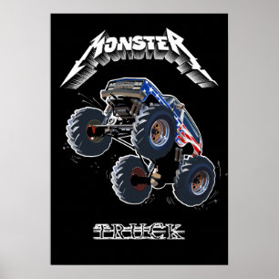Cartoon monster truck poster