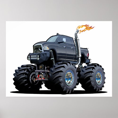 Cartoon monster truck poster