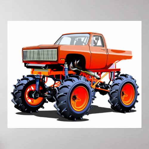 Cartoon monster truck poster