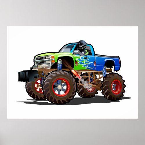 Cartoon monster truck poster