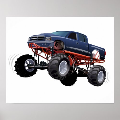 Cartoon monster truck poster