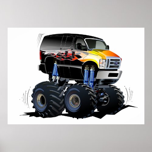 Cartoon monster truck poster