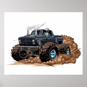 Cartoon monster truck poster