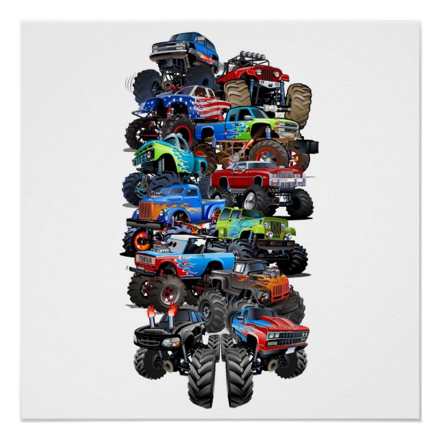 Cartoon monster truck poster (Front)