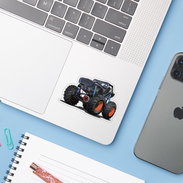 Cartoon monster truck sticker (Laptop w/ iPhone)