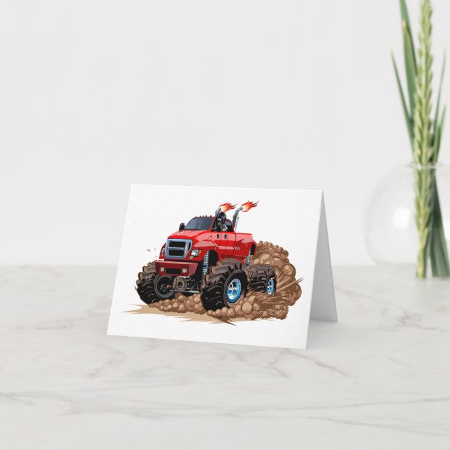Cartoon monster truck thank you card (Front)