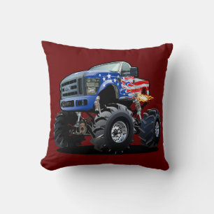 Cartoon monster truck throw pillow