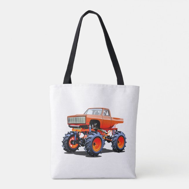 Cartoon monster truck tote bag (Back)