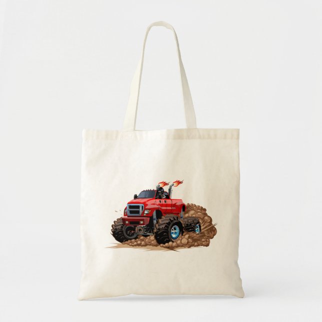 Cartoon monster truck tote bag (Front)