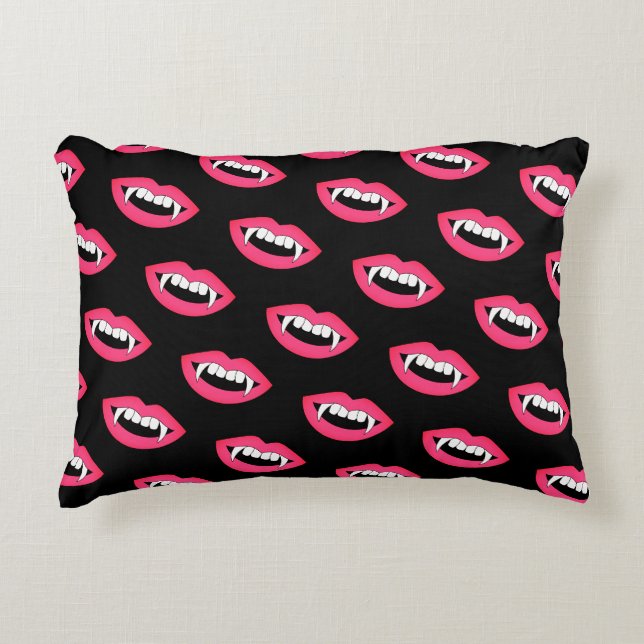 Cartoon Monster Vampire Lips sharp Teeth Fangs Accent Pillow (Front)